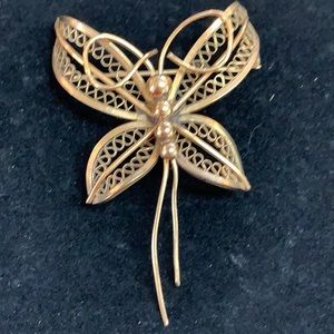 Estate gold filled butterfly pin